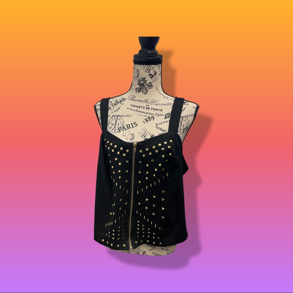 Black bedazzled Ashley Stewart tank.